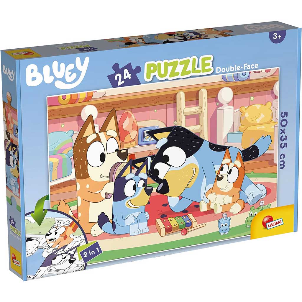 Bluey in prijatelji 2 v 1 24-delni puzzle in pobarvanka 50x35cm - Lisciani slika 1