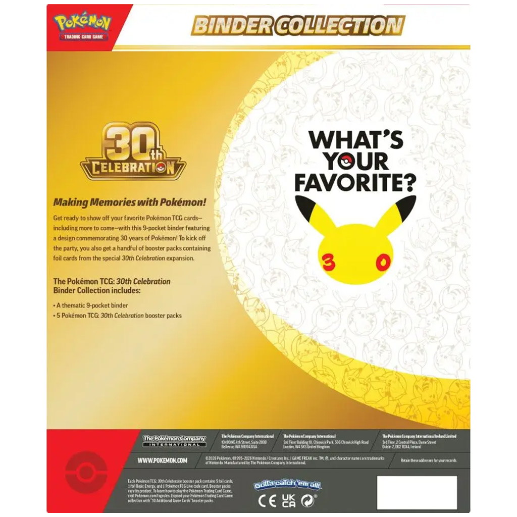 Pokémon TCG: 30. obletnica zbirateljske mape – 9 žepnih zbirateljskih map s booster paketi slika 3