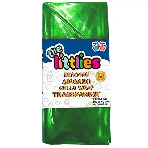 Prozorni zeleni celofanski ovojni papir 70x100cm 2 lista