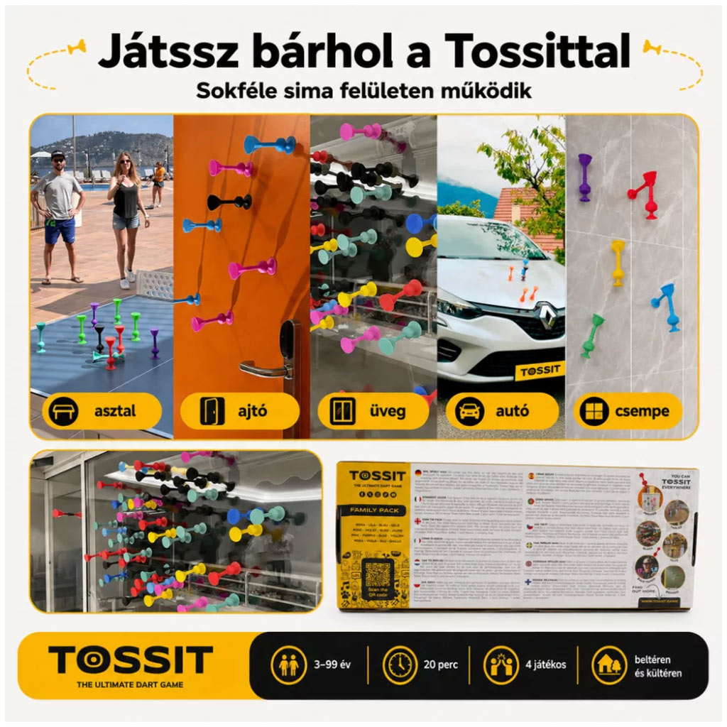 Tossit družinski paket – Roza, Lila, Modra, Rumena z lepilnimi kroglami družabna igra slika 5