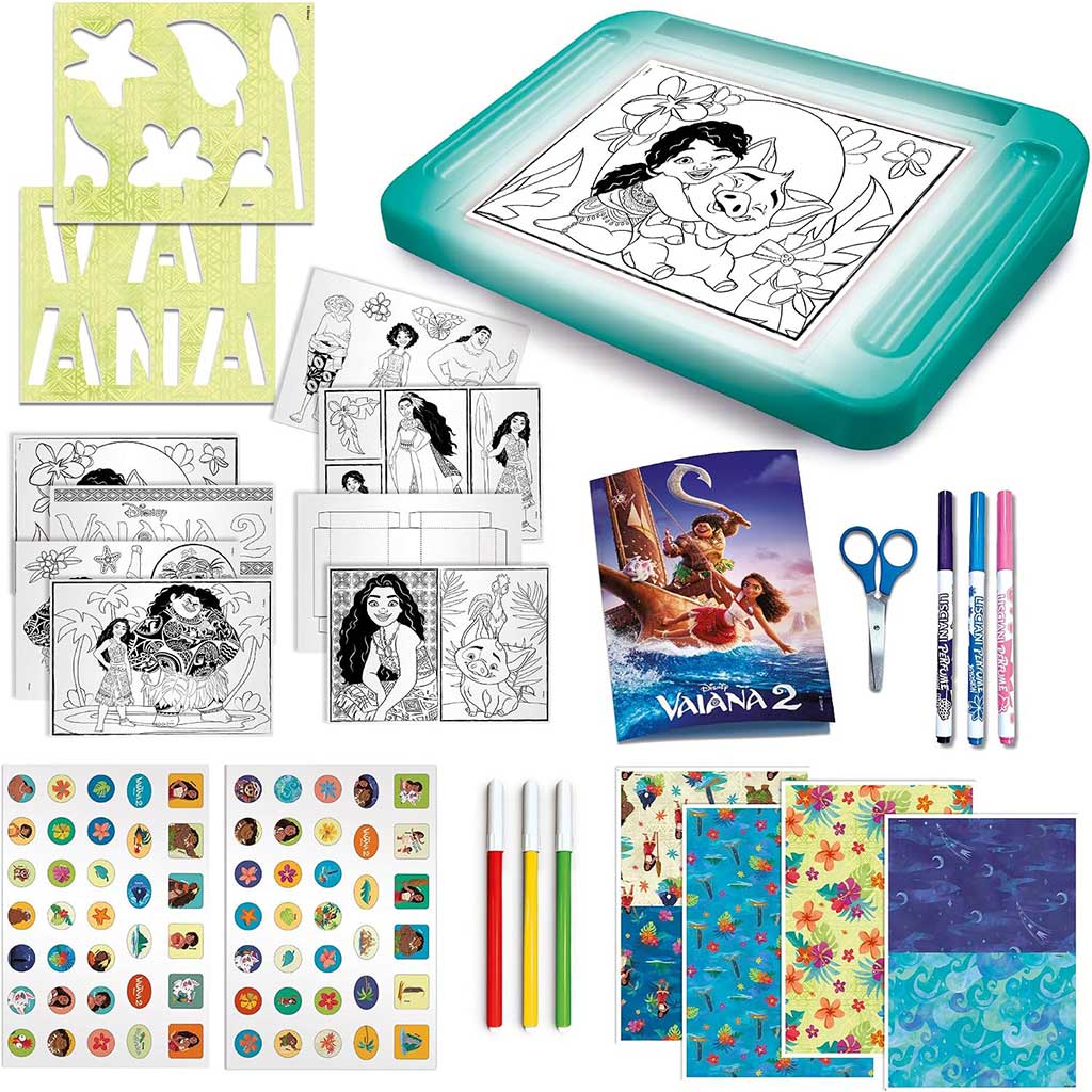 Vaiana 2 risarska šola set z osvetljenim risalnim tablom - Lisciani slika 2