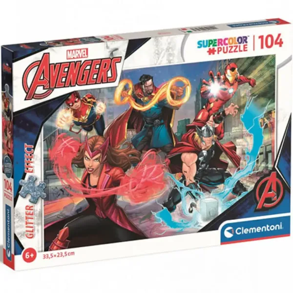 104-delna Supercolor sestavljanka z bleščicami Marvel: Maščevalci - Clementoni slika 1