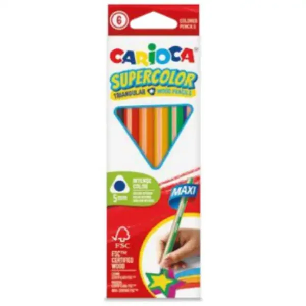 6-delni komplet maxi barvnih svinčnikov trikotne oblike SuperColor - Carioca slika 1