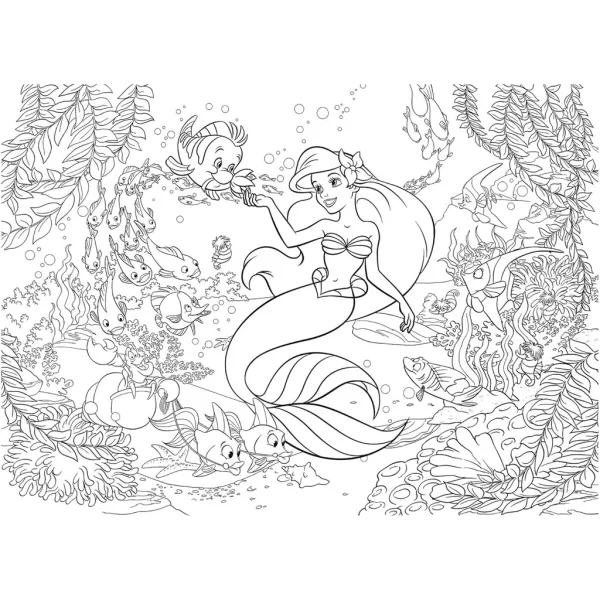 Ariel, mala morska deklica 2 v 1, 108-delni puzzle in pobarvanka 50x35 cm - Lisciani slika 3