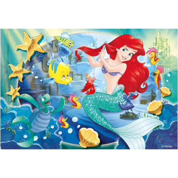 Ariel mala morska deklica 2 v 1, 250-delni puzzle in pobarvanka, 50x35 cm – Lisciani slika 2