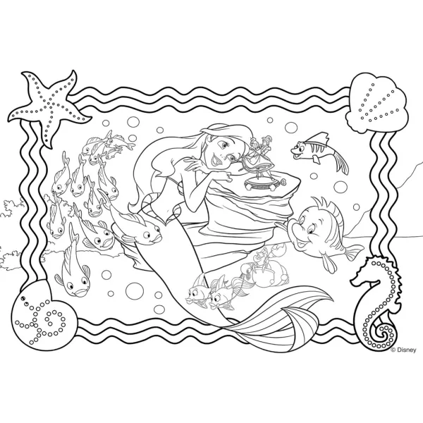 Ariel mala morska deklica 2 v 1, 250-delni puzzle in pobarvanka, 50x35 cm – Lisciani slika 3