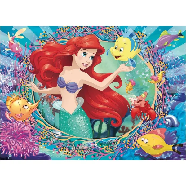Ariel mala morska deklica 2 v 1, 48-delni puzzle in pobarvanka 35x25 cm - Lisciani slika 2