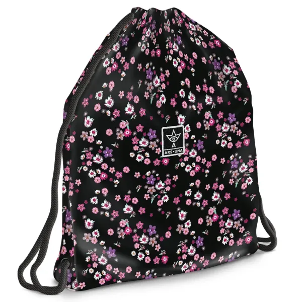 Ars Una: Pearl Blossom Black cvetlična torba za telovadbo, športna torba 37,5x46cm slika 1