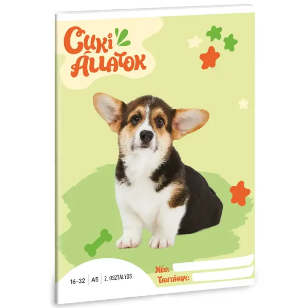 Ars Una: Srčkani živali - Welsh Corgi zvezek z linijami za 2. razred A/5 slika 1