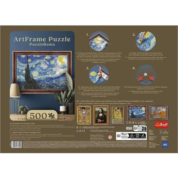 ArtFrame: Van Gogh - Zvezdna noč 500-delni puzzle z okvirjem - Trefl slika 3