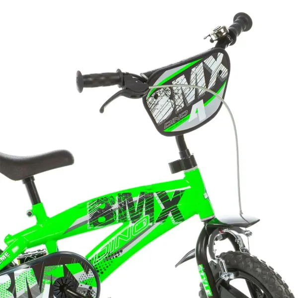 BMX 12” otroško kolo s pomožnimi kolesci v zeleno-črni barvi – Dino Bikes kolo slika 3