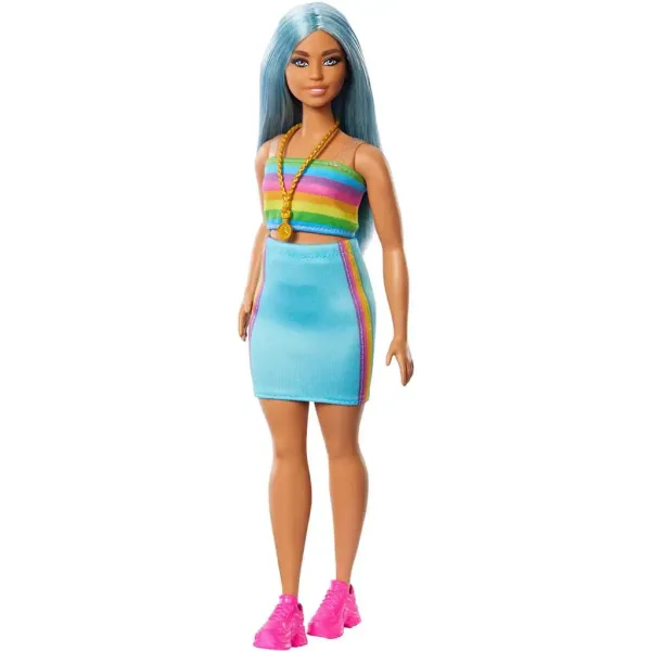Barbie: Fashionista stil lutka v pisani črtasti obleki - Mattel slika 3