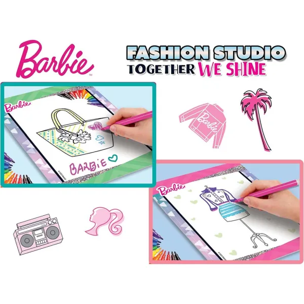 Barbie Skupaj Sijajmo pobarvanka in set za oblačenje - Lisciani slika 3