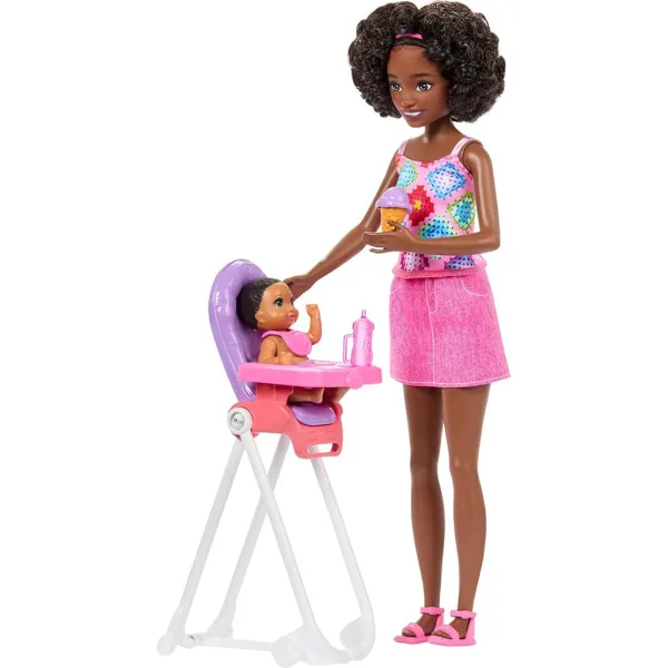 Barbie v rožnati obleki – varuška igralni set - Mattel slika 3
