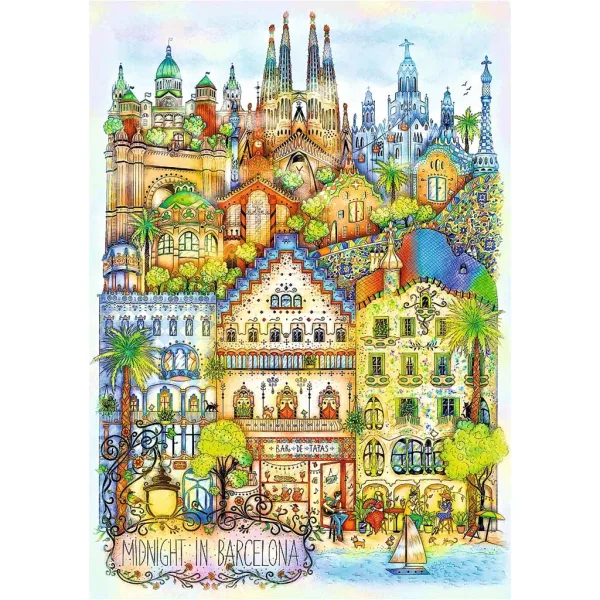 Barcelona ob polnoči, 1000-delni Premium Plus kakovostni puzzle - Trefl slika 2