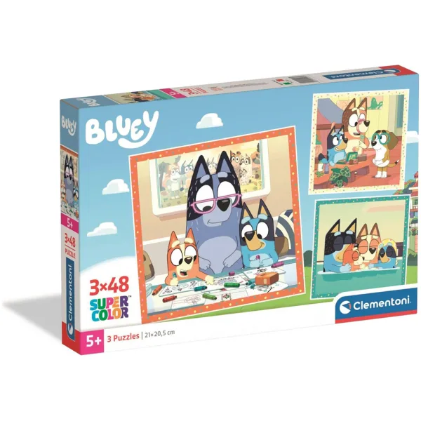 Bluey 3×48-delna Super Color sestavljanka - Clementoni slika 1