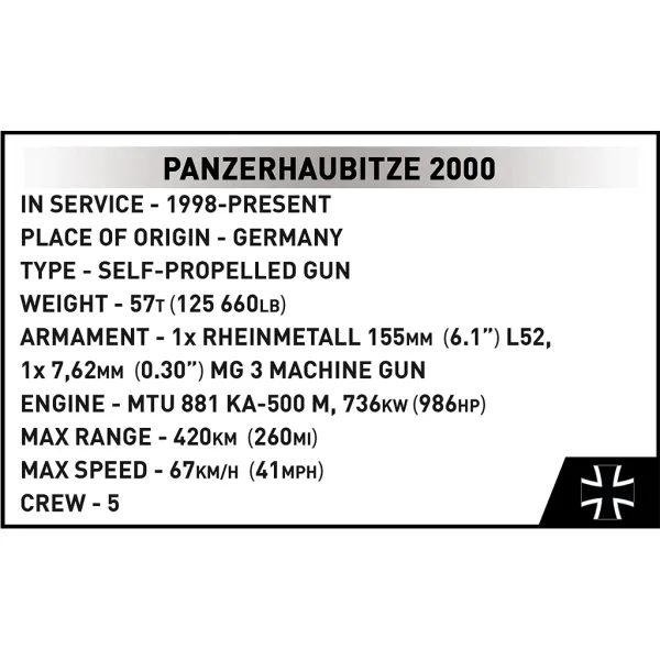 COBI: Oborožene sile Panzerhaubitze 2000 gradbeni komplet (2628) slika 7
