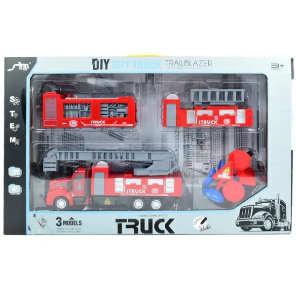 City Truck: Preoblikovljiv tovornjak gasilske postaje na kolesih z opozorilnimi tablami 19cm slika 9