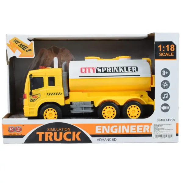 City Truck: Rumena cisterna tovornjak z lučjo in zvokom 1/18 slika 5