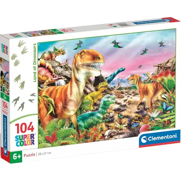Dinozavrova dežela 104-delna Supercolor sestavljanka - Clementoni slika 1