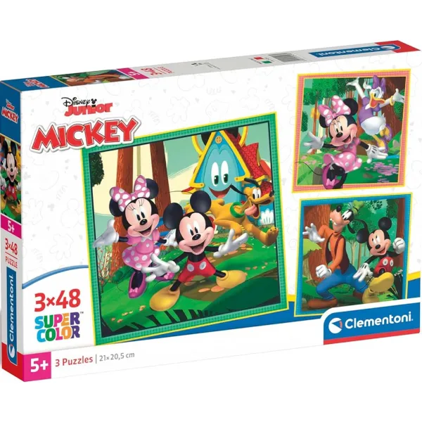 Disney Mickey Mouse in prijatelji 3x48 kosov Supercolor puzzle - Clementoni slika 1