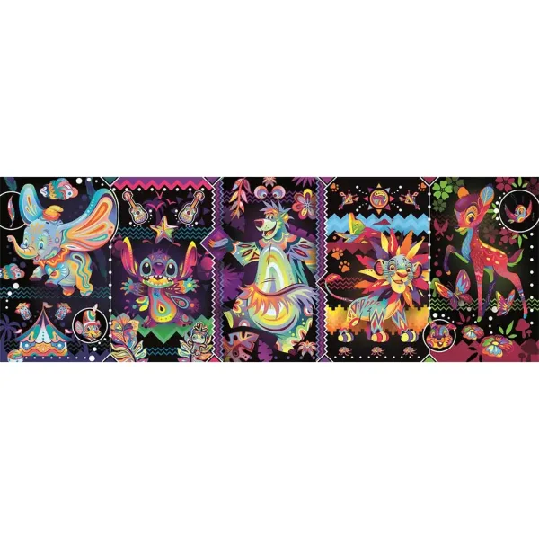 Disney: Neon liki 1000-delni panorama sestavljanka 98x33cm - Clementoni slika 2