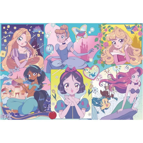 Disney Princeske – Manga čarovnija 2 v 1, 250-delni puzzle in pobarvanka 50x35 cm – Lisciani slika 2