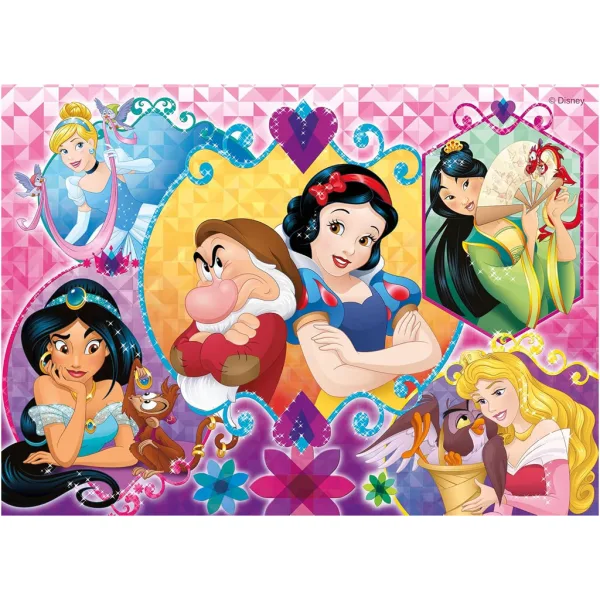Disney Princeske 2 v 1, 2x24-delni maxi puzzle in pobarvanka - Lisciani slika 3