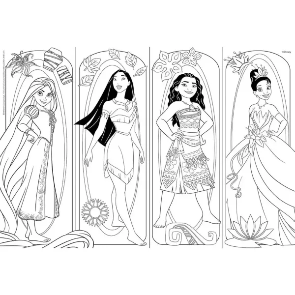 Disney Princeske 2 v 1 maxi 2x60-delni puzzle in pobarvanka 50x35 cm – Lisciani slika 3