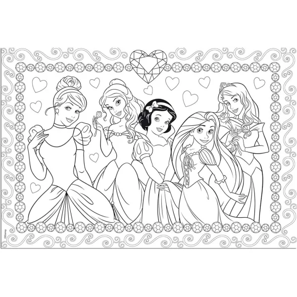 Disney Princeske 2 v 1, sestavljanka s 108 deli in pobarvanka 50x35 cm - Lisciani slika 2