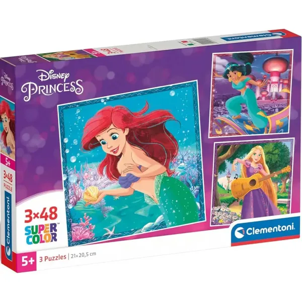 Disney Princeske 3x48 kosov Supercolor sestavljanka - Clementoni slika 1