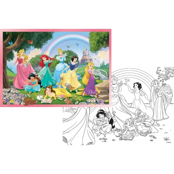 Disney Princeske mavrica 2 v 1, 108-delni puzzle in pobarvanka 70x50 cm - Lisciani slika 2