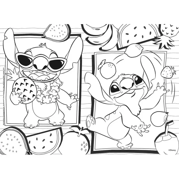 Disney Stitch 2 v 1 maxi 4x48-delna sestavljanka in pobarvanka 35x25 cm - Lisciani slika 3