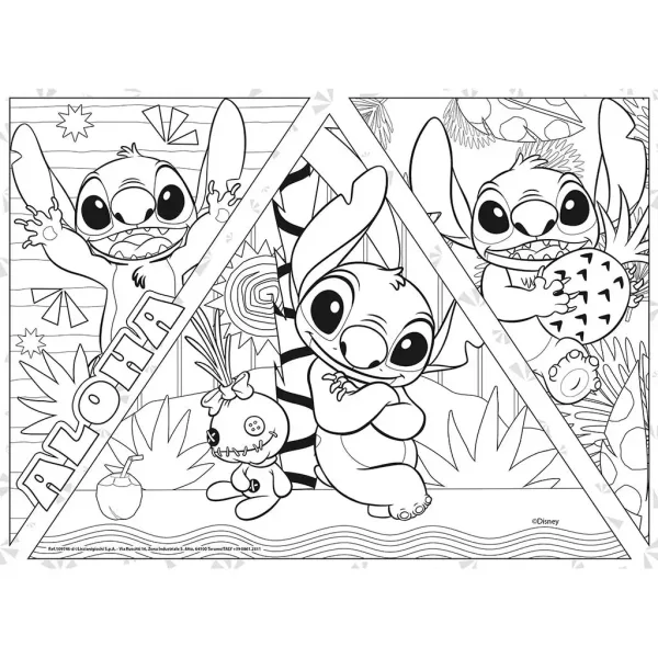 Disney Stitch 2 v 1 maxi 4x48-delna sestavljanka in pobarvanka 35x25 cm - Lisciani slika 5
