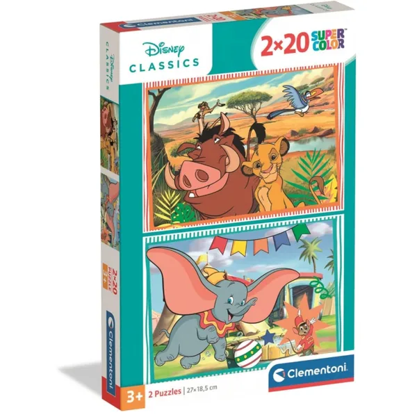 Disney klasiki: Levji kralj in Dumbo, 2 x 20-delni Supercolor sestavljanki - Clementoni slika 1