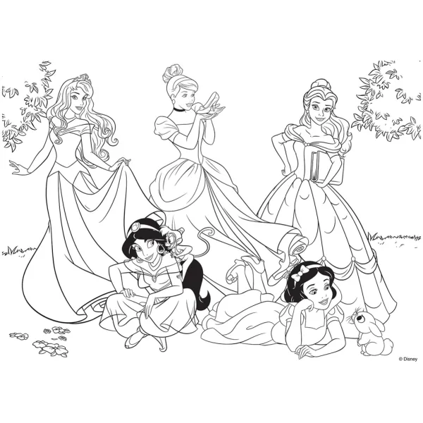 Disney princeske – Pravljični čar vrta 2 v 1, 60-delni puzzle in pobarvanka 50x35 cm – Lisciani slika 3