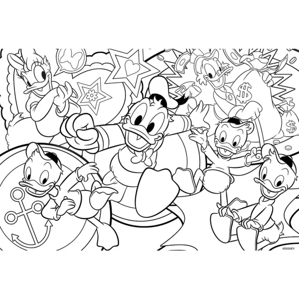 Disneyjev Raca Donald 2 v 1, 24-delni puzzle in pobarvanka 50x35 cm – Lisciani slika 2