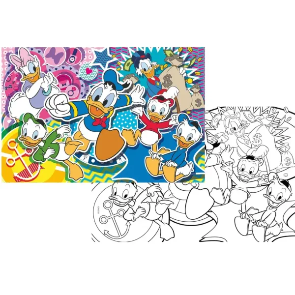 Disneyjeve Raca zgodbe 2 v 1, 108-delni puzzle in pobarvanka 70x50cm - Lisciani slika 2