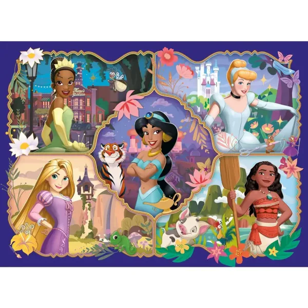 Disneyjeve princese in njihove živali 2 v 1, 24-delni Eco mini sestavljanka in pobarvanka 35x25 cm – Lisciani slika 2