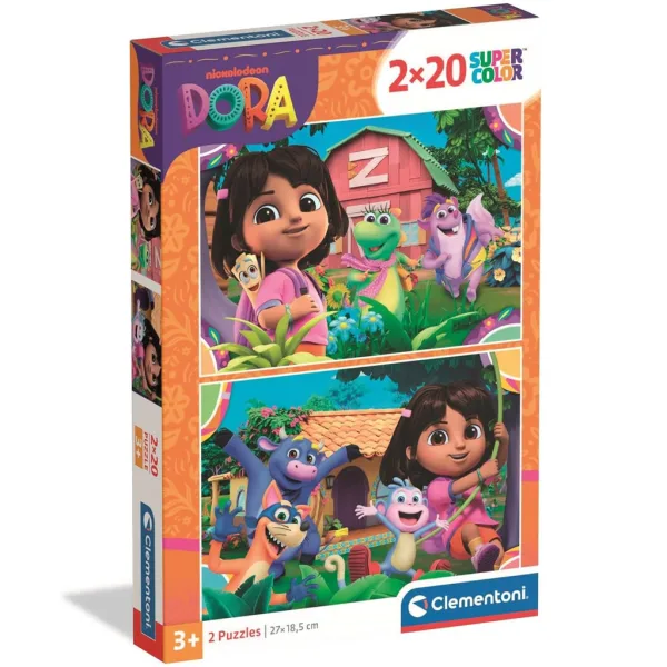 Dóra raziskovalka 2x20-delni Supercolor puzzle - Clementoni slika 1