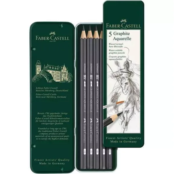 Faber-Castell: Akvarelni grafitni svinčniki v kovinski škatli, set 5 kosov slika 2