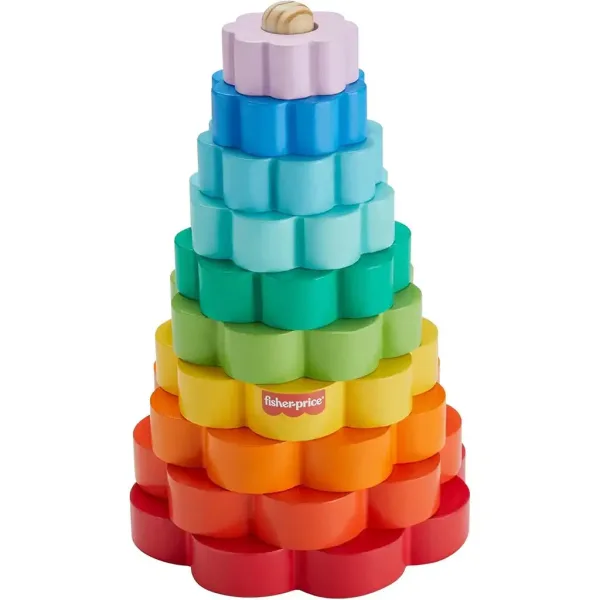 Fisher-Price: Lesena piramida z obroči - razvojna igrača - Mattel slika 2