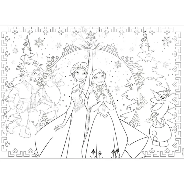 Frozen 2 v 1-ju, 250-delna sestavljanka in pobarvanka 50x35 cm – Lisciani slika 3