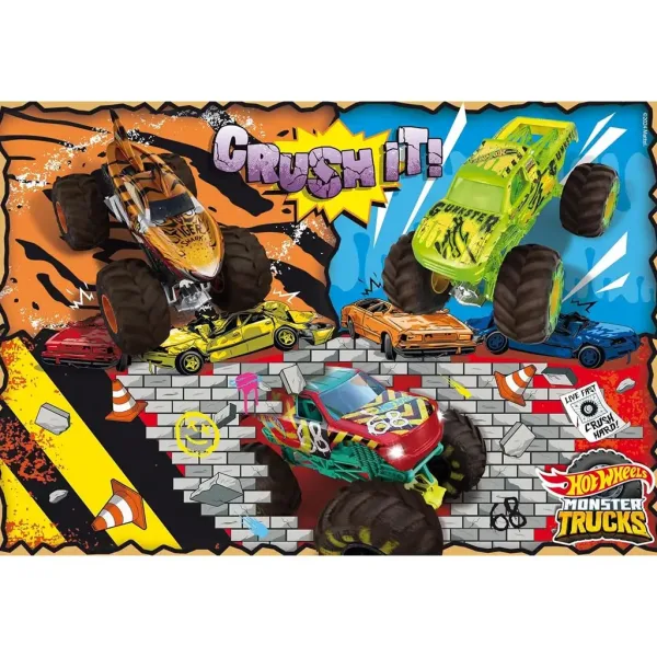 Hot Wheels Monster tovornjaki 2 x 60-delna maxi talna sestavljanka 50x35 cm - Lisciani slika 2