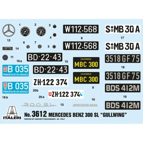 Italeri 1/16 Mercedes-Benz 300SL Gullwing avtomobilski model slika 2