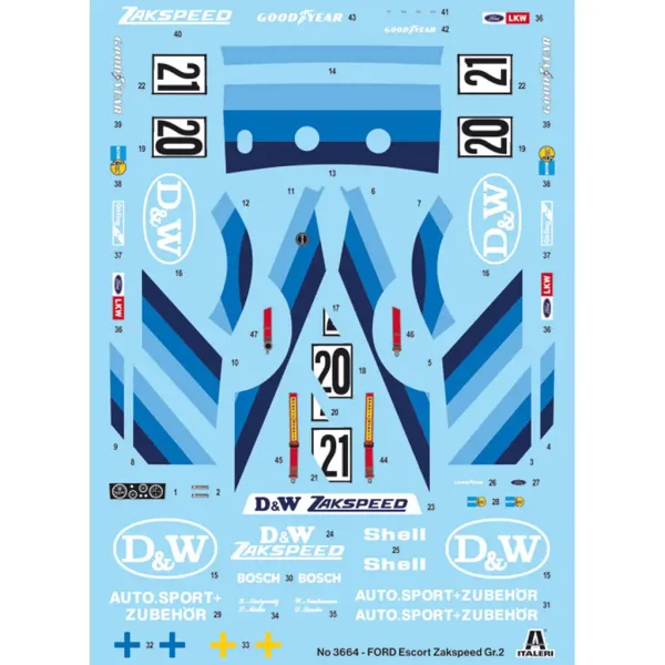 Italeri 1/24 Ford Escort Zakspeed Gr.2 avtomobilski model slika 2