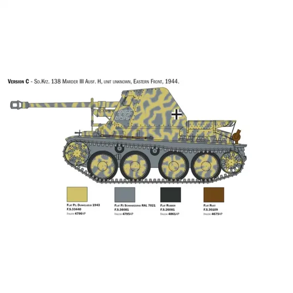 Italeri 1/35 Marder III Ausf. H Sd.Kfz.138 maketa tank slika 4