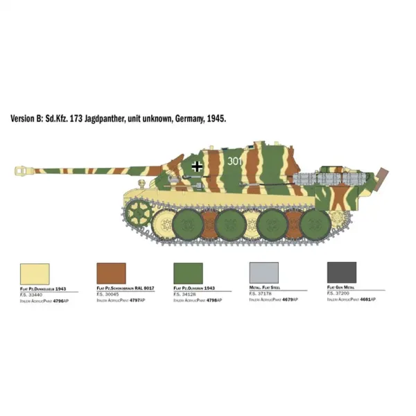 Italeri 1/35 Sd.Kfz.173 Jagdpanther tank z posadko v zimskih uniformah maketa slika 3