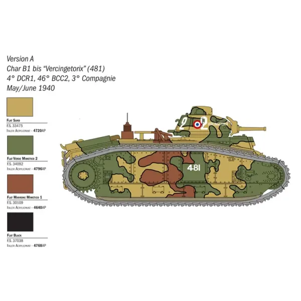 Italeri 1/56 Char B1 Bis tank maketa slika 3