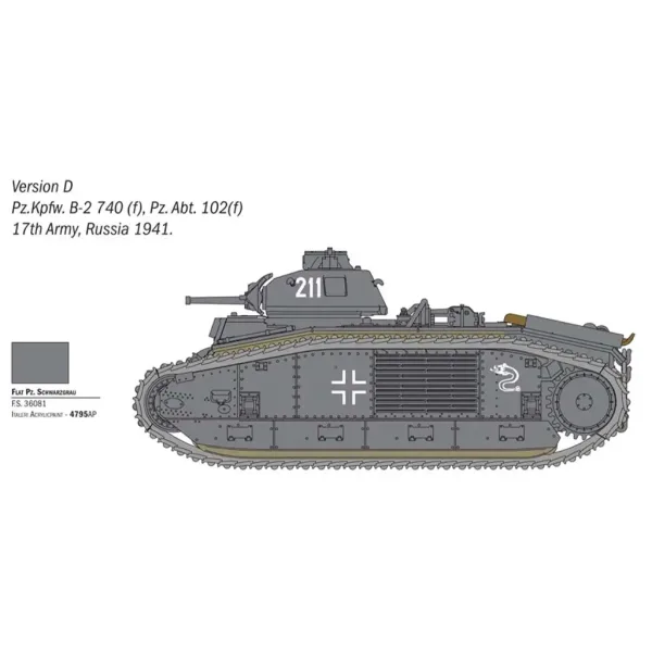 Italeri 1/56 Char B1 Bis tank maketa slika 4